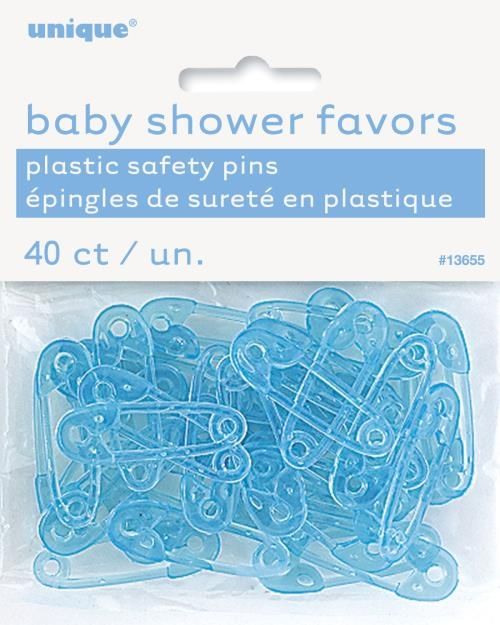 Baby Blue Plastic Safety Pins Charm Baby Shower Christening Favours Gift