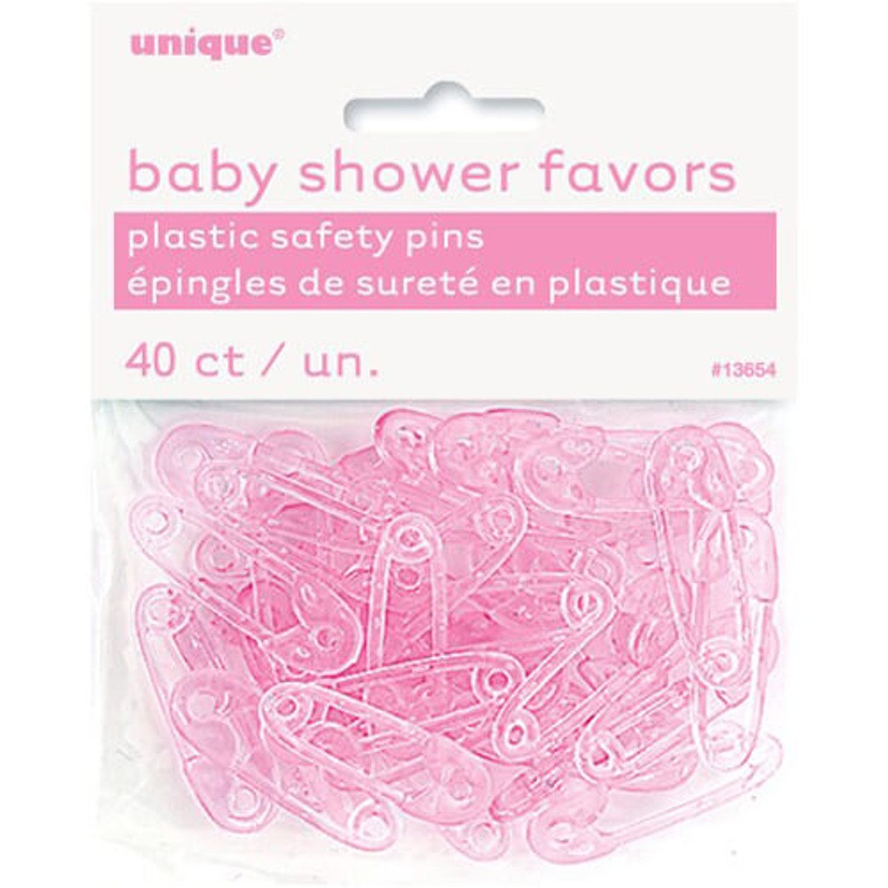 Baby Pink Plastic Safety Pins Charm Baby Shower Christening Favours Gift