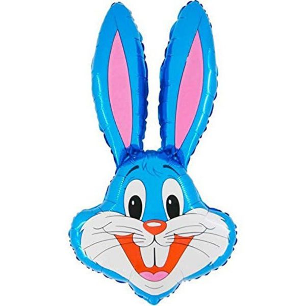 Blue Easter Bunny Head Foil Balloon 