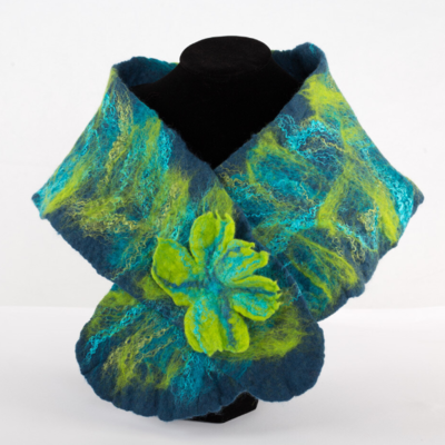 LUX Felted Merino Collar with popper - BLUE LUX Felted Merino Collar with popper - BLUE