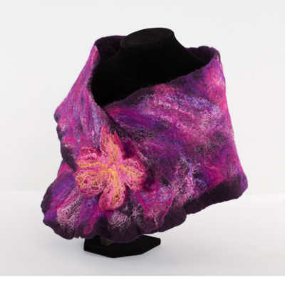 LUX Felted Merino Collar with popper - Pink & Purple