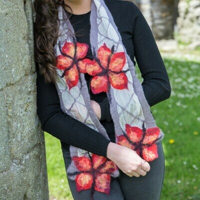 Kells Bay Silk Flower Scarf RED Kells Bay Silk Flower Scarf RED