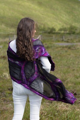 Nuno Felted Silk Chiffon Scarf - Purple Nuno Felted Silk Chiffon Scarf - Purple