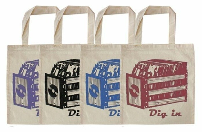Record Tote - Record &#39;&#39;Dig In&#39; Design / BLACK Ink
