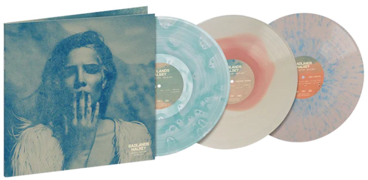 Halsey - Badlands: Anthology [3LP]  “Hurricane Swirl,” “Roman Holiday Blush,” and “Everything Is Blue” colored vinyl