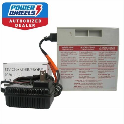 Power Wheels 12V Gray Battery 00801-1869 + 12 Volt Charger