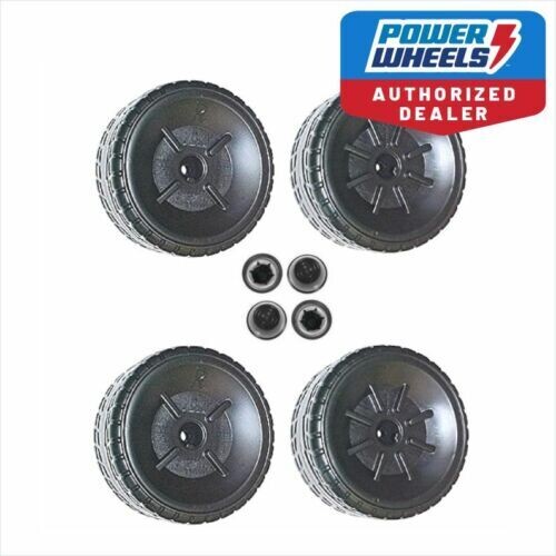 Power Wheels Ford Red Mustang 2 Left & 2 Right Wheels + Retainers