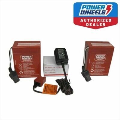 Power Wheels 00801-0712 Two (2x) 6V Red Batteries + One Charger Combination