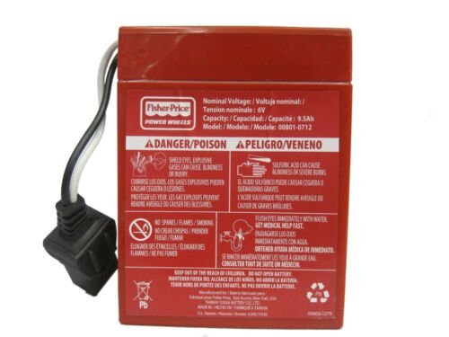 Power Wheels 00801-0712  6V RED Battery And Charger Pack