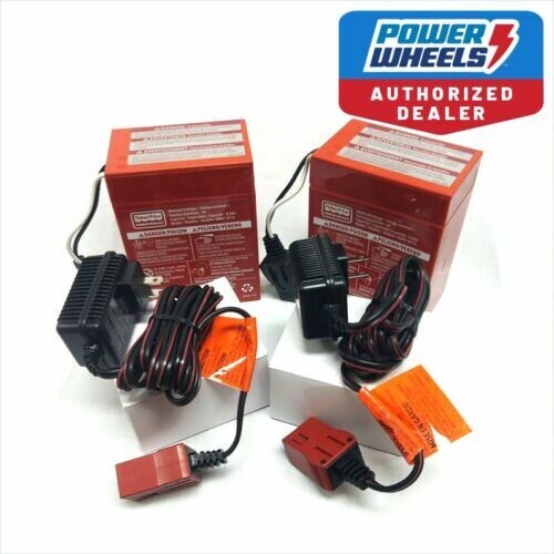Power Wheels 00801-0712 Two 6V Red Batteries &  Two 6v Chargers