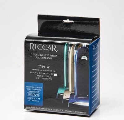 Riccar Genuine Brilliance Type W HEPA Media Bags 6pk