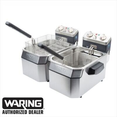 Waring WDF1000D Double 10 lb Deep Fryer with Timer 120V 1800W