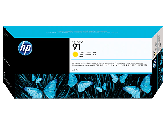 HP 91 PIGMENT INK CARTRIDGE, YELLOW (775 ML) WORKS WITH HP DESIGNJET Z6100