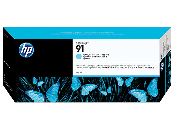 HP 91 PIGMENT INK CARTRIDGE, LIGHT CYAN (775 ML) WORKS WITH HP DESIGNJET Z6100
