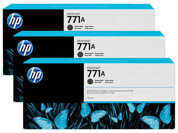 HP 771A MATTE BLACK INK CARTRIDGE 3-PACK