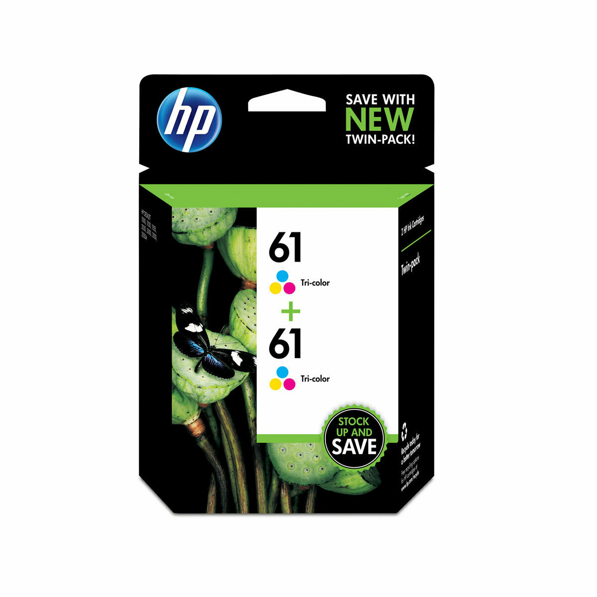 HP 61 Tri-Color Standard Yield Ink Cartridge, 2/Pack