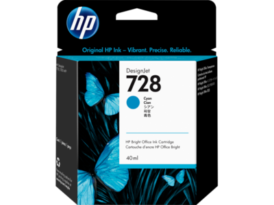 HP 728 40-ml Cyan DesignJet Ink Cartridge