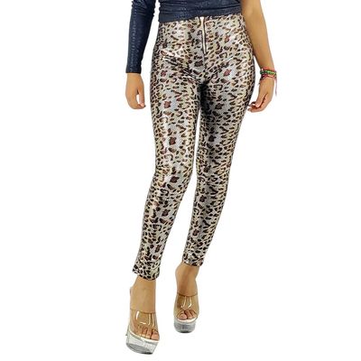 Pantalón leggins casual para dama, estampado de leopardo, ajustado al cuerpo