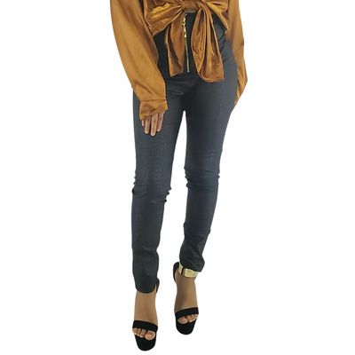 Pantalón leggins casual de vinil, estampado de víbora, tiro alto