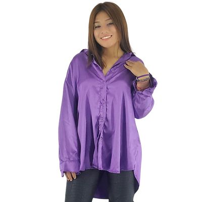Blusa oversize, blusa manga larga, terminado satinado