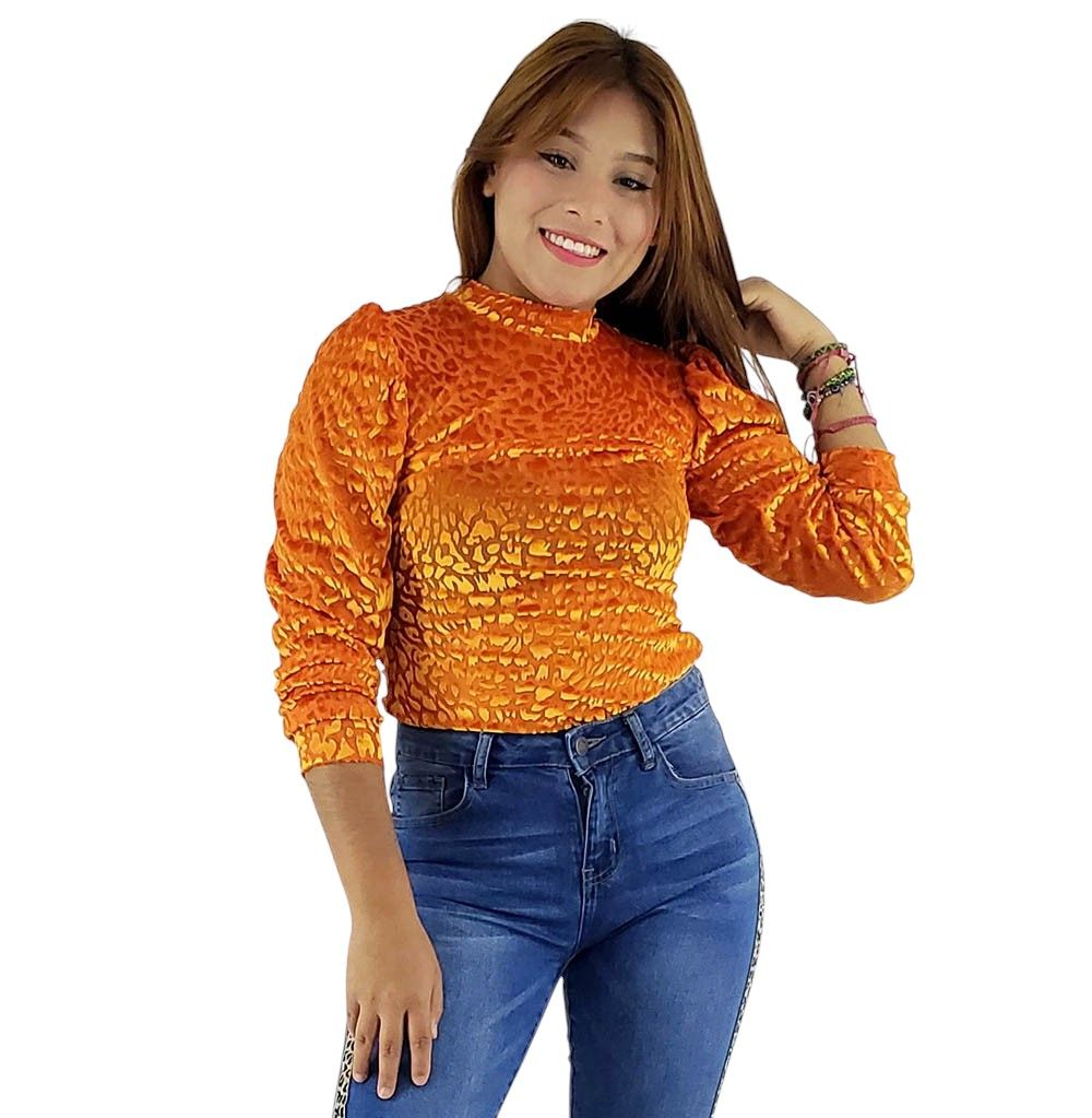 Pantyblusa manga larga, cuello tortuga, estampado leopardo al mismo tono
