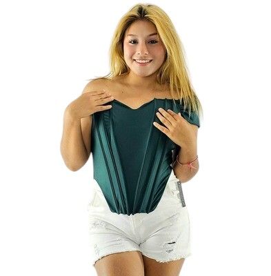 Top corset con varillas tela satinada