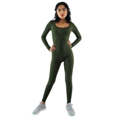 Palazzo deportivo de mangana larga, incluye cinturón de tela, cuello redondo, lycra spandex