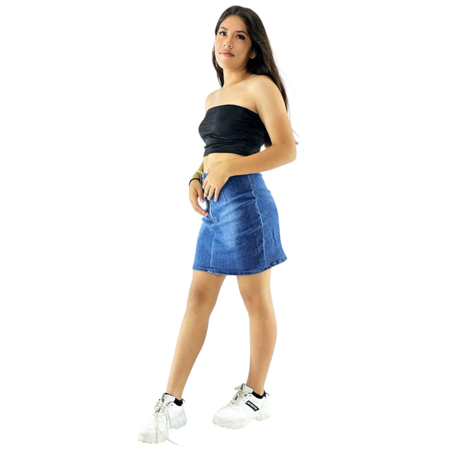 Falda de mezclilla con cremallera, Talla: M