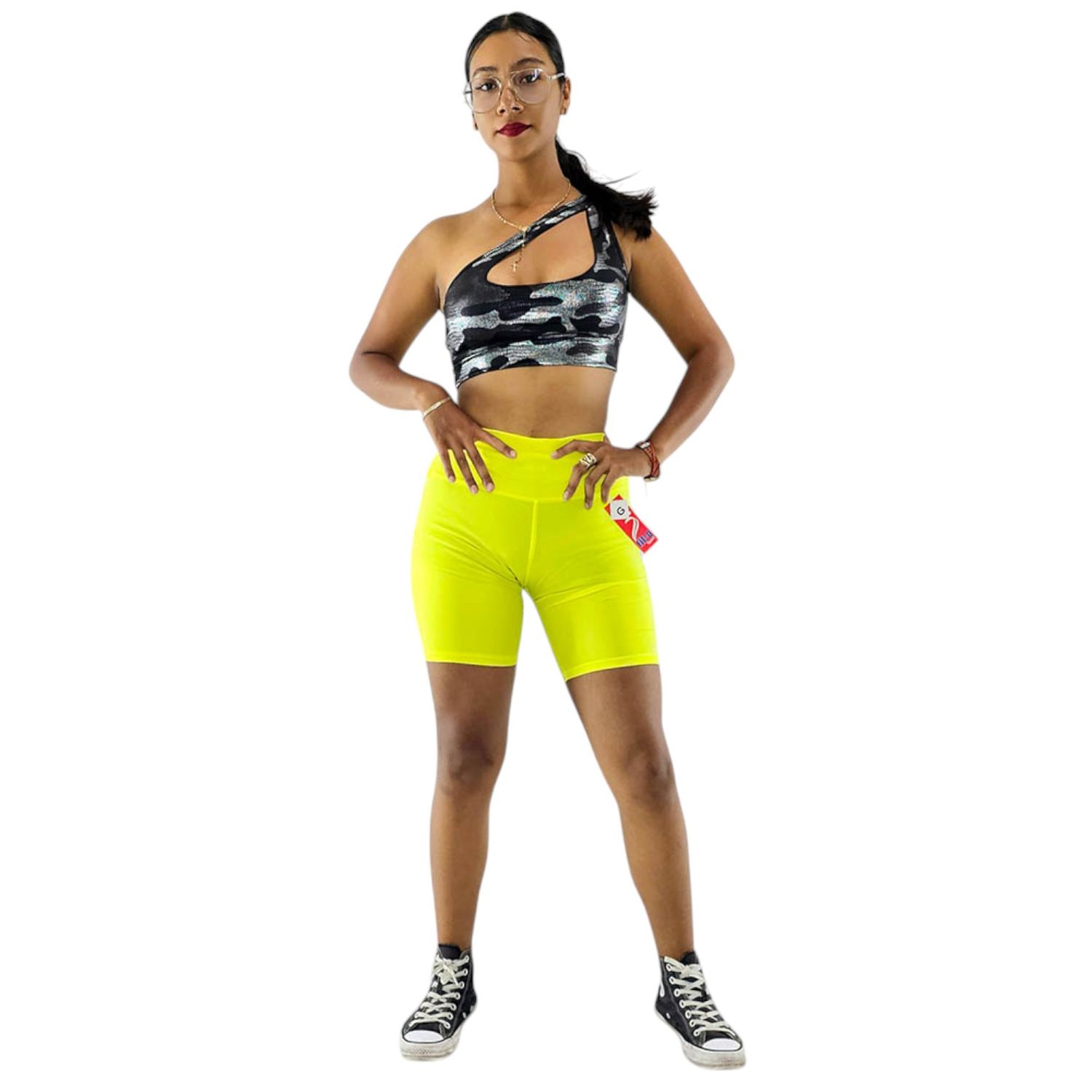 Leggin deportivo Biker, control de abdomen moldea y ayuda al tono muscular, push up, Color: Amarillo