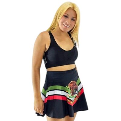 Short falda deportiva, estampado de escudo México