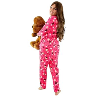 Pijama estampado de osos, navideña, manga larga, 2 piezas.