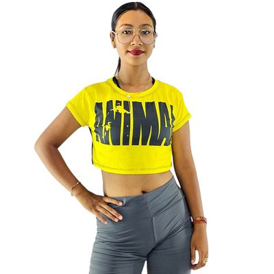 Crop top, manga corta, cuello redondo