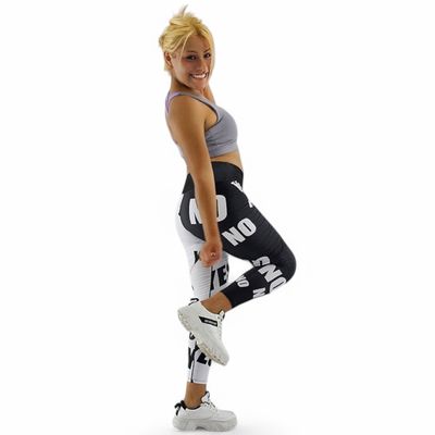 Leggins deportivo, ayuda al tono muscular, estampado letras bicolor