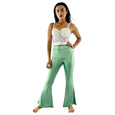 Pantalón casual acampanado, satinado