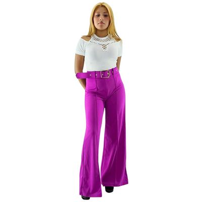 Pantalón casual acampanado, pinzas al frente, incluye cinturón