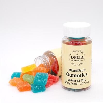 Delta 8 Mixed Fruit Gummies 25mg, 20pk - DF