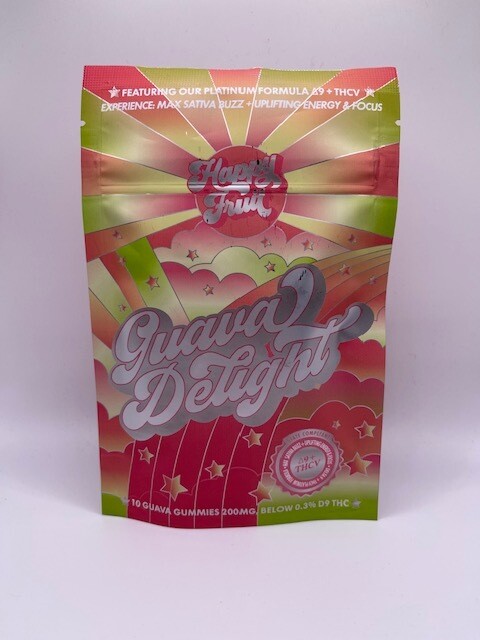 Delta 9 & THCV Guava Delight gummies- Happy Fruit