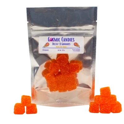 Delta 8 Orange gummies, 20mg, 10ct. - Cosmic Candies