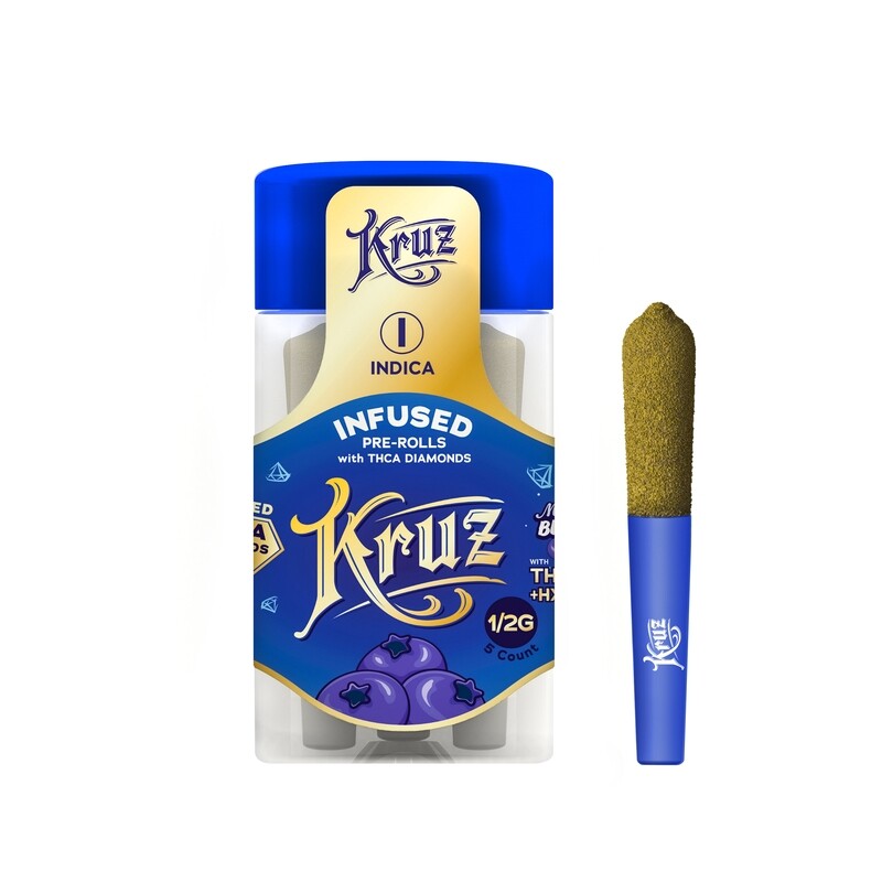 THCa & CBN infused Midnight Blueberry Kush Diamond Joint 1/2g 5ct,- Kruz
