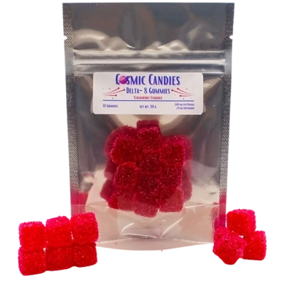 Delta 8 Strawberry gummies, 20mg, 10ct.- Cosmic Candies