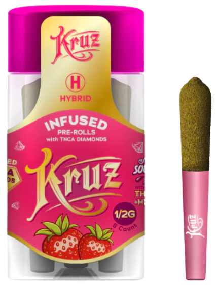 THCa infused Strawberry Sour Diesel Diamond Joint 1/2g 5ct,- Kruz