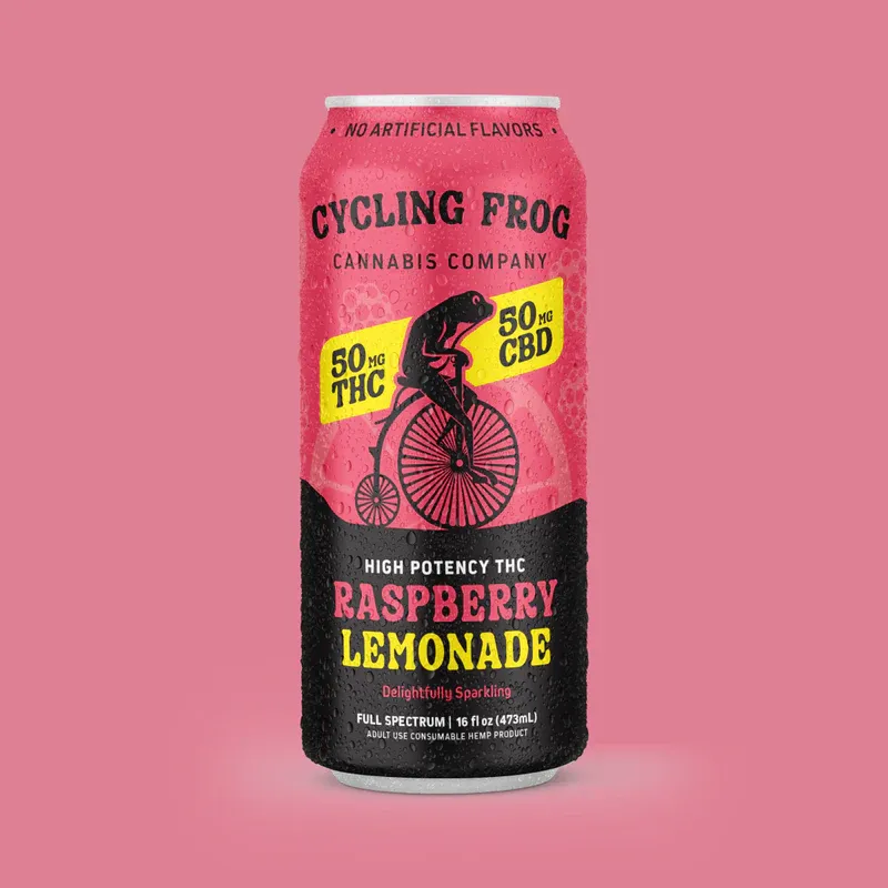 Cycling Frog Sparkling Raspberry Iced Tea Lemonade 50mg CBD +  50mg THC - CF