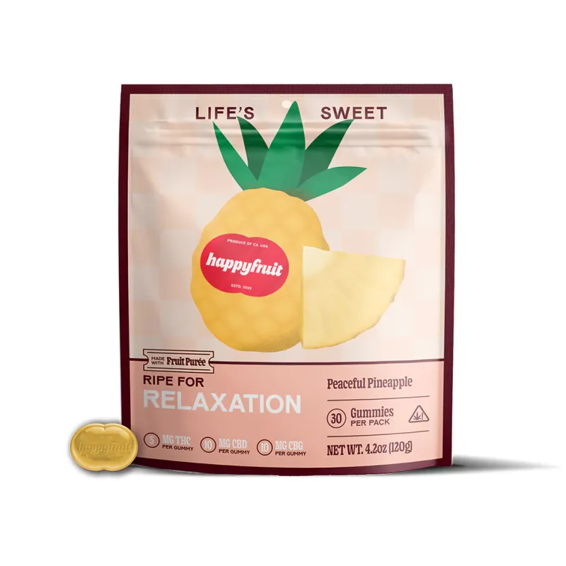 D9 CBD CBG Peaceful Pineapple Gummies | Happy Fruit