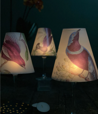 Indigo Papel Lamp Shade · Burgandy Birds