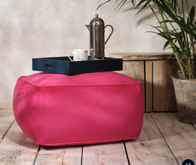 Sugar Cube Pouffe Hot Pink Piped