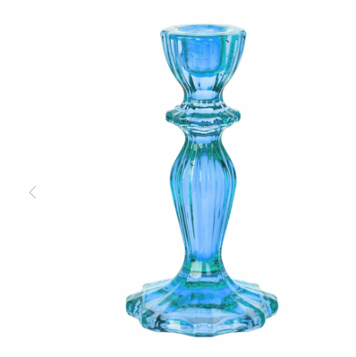 Blue Glass Candlestick Holder