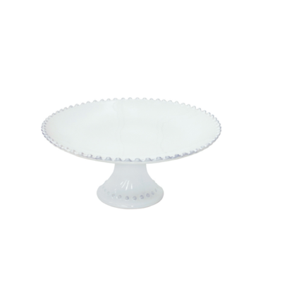 Pearl White Footed Plate Medium 28cm