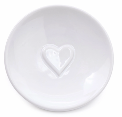 Bathroom Soap Dish Embossed Heart White