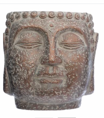 Buddha Pot Cement H17.5cm Metallic