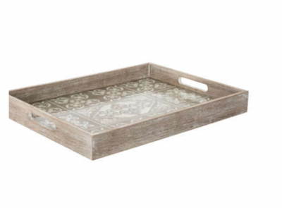 Wooden Tray With Glass Top